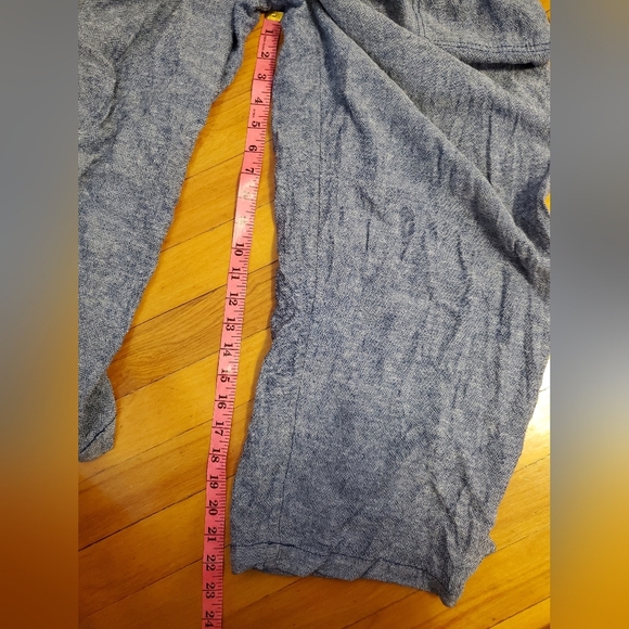 Old Navy Sleeveless Cropped Jumpsuit. Heathered Blue & White. Linen Blend. L. - Picture 12 of 12